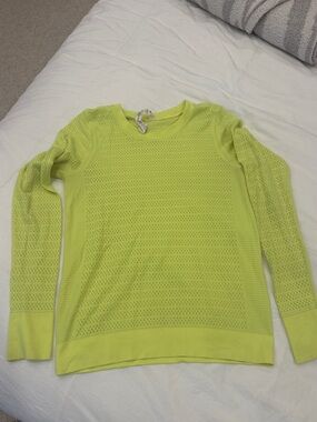 lululemon athletica Neon Yellow Lightweight Eyelet Crew Sweater